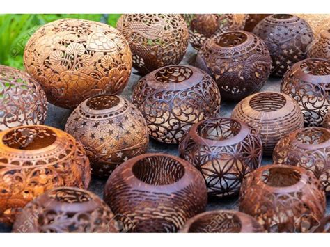 Coconut shells are skillfully carved into handicrafts in Kerala via ...