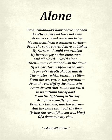 Alone Poem by Edgar Allan Poe Typography Print | Etsy