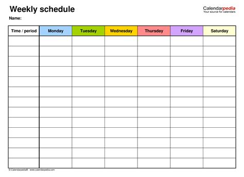 Free Printable Weekly Schedule Pdf - Free Printable Worksheet