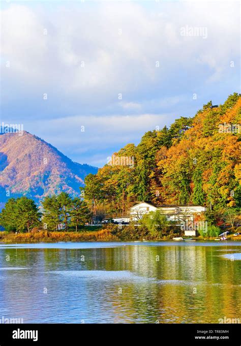 View of the Lake Kawaguchi in autumn in Japan Stock Photo - Alamy