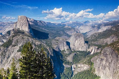 Half Dome (El Capitan) and Yosemite Falls in Yosemite National Park ...