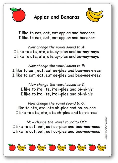 Apples and Bananas – Nursery Rhyme Song with Lyrics in French and in ...