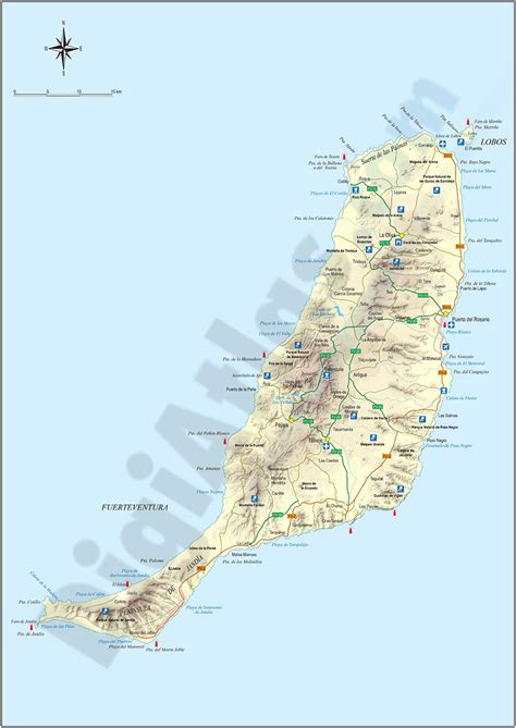 Map of map of fuerteventura island (canary islands)