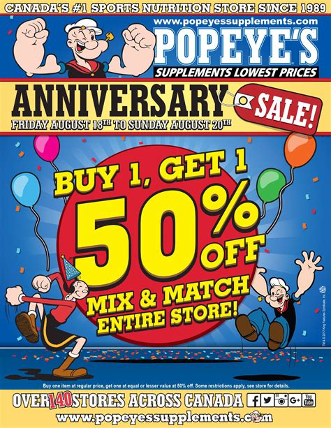 Popeye’s Supplements Canada Anniversary Sale: Buy 1, Get 1 50% off ...