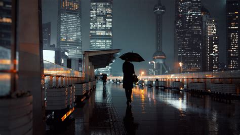 #rain rainy night #night #umbrella #silhouette street view #street #wet ...