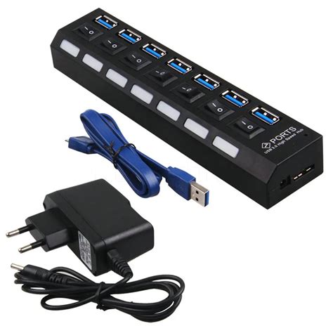 kebidumei 7 PORT HUB USB 3.0 HUB High Speed Power Cable Adapter USB Hub ...