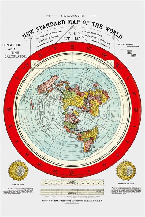 Flat Earth Map. 1892 Gleason's New Standard Map of the - Etsy