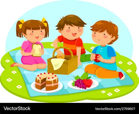 Kids on a picnic Royalty Free Vector Image - VectorStock