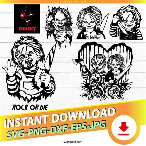 Chucky and Tiffany SVG Bundle, Png, Dxf, Eps, Silhouette, Cricut