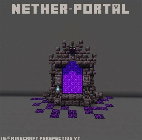 an image of a purple portal with the words nether - portal on it's side