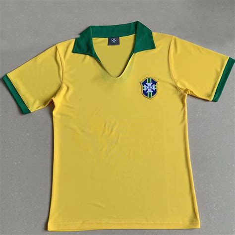 1957 Brazil Home Yellow Retro Soccer Jersey