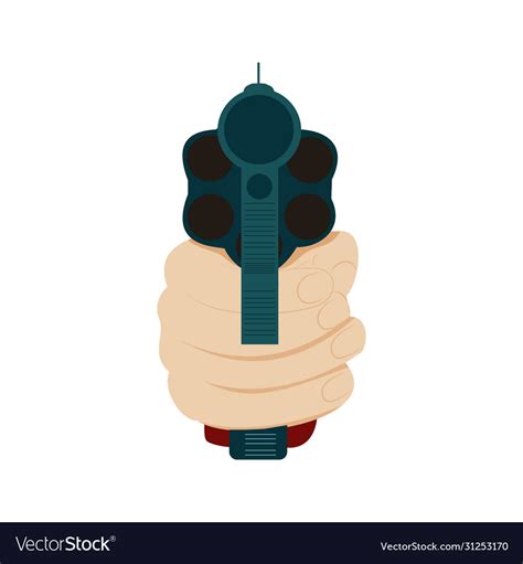 Hand holding gun in front view Royalty Free Vector Image