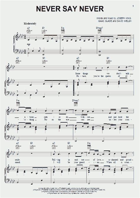 Never Say Never Piano Sheet Music | OnlinePianist