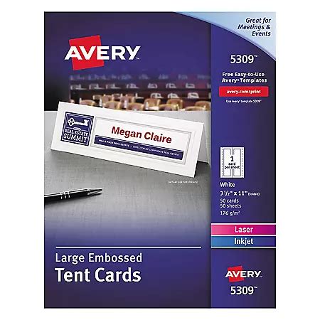 Avery - 5309 - Tent Cards, Inkjet/Laser, Large - 50 Cards - Sam's Club