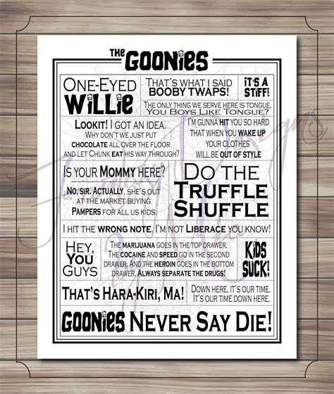 Goonies Movie Quotes Print // Typography Print // Movie Quotes // Quote ...