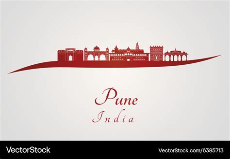 Pune skyline in red Royalty Free Vector Image - VectorStock