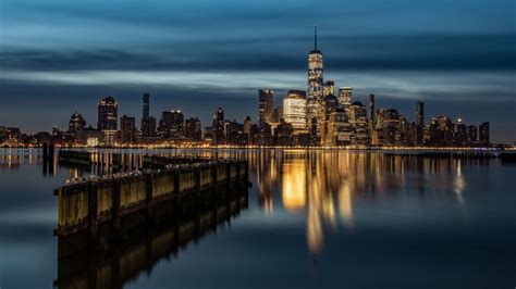 Building City Manhattan New York Night Skyscraper USA 4K 5K HD Travel ...