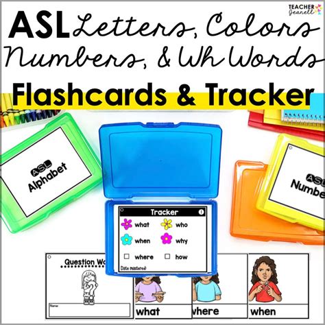 ASL Flashcards Printable Letters, Numbers, Colors, and Question Words ...