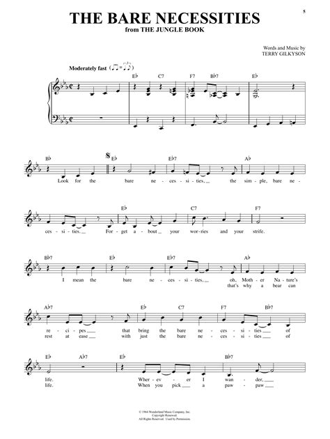 The Bare Necessities Sheet Music | Terry Gilkyson | Pro Vocal Men's ...