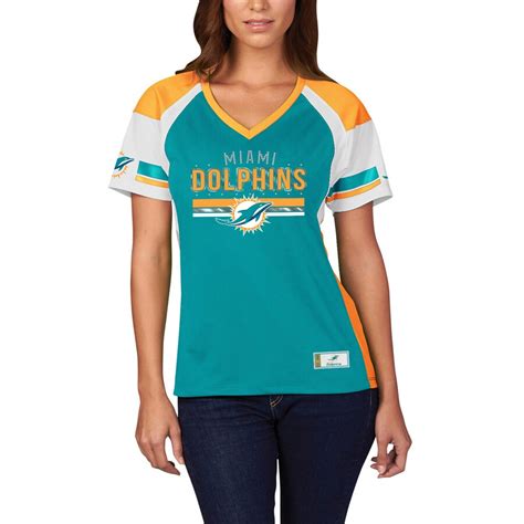 Miami Dolphins Majestic Women's Draft Me Fashion T-Shirt - Aqua/Orange