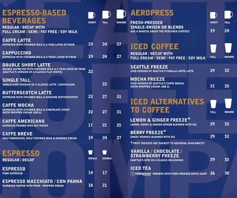 Seattle Coffee Co, Menu, Menu for Seattle Coffee Co,, Umhlanga, Durban ...