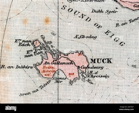 Old map featuring the Isle of Muck, Scotland, UK Stock Photo - Alamy