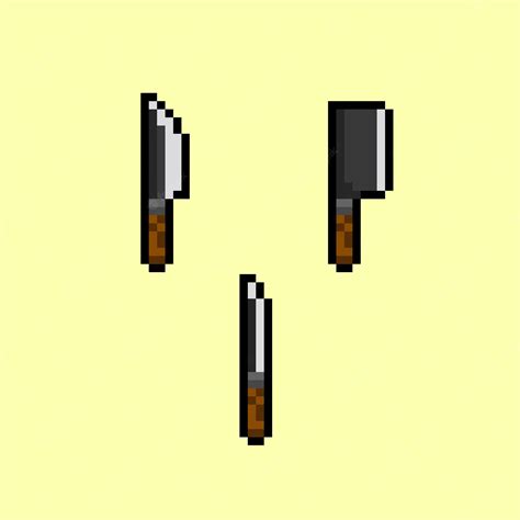 Premium Vector | Knife set with pixel art style