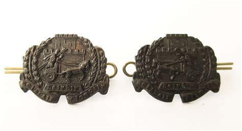 IRISH army INSIGNIA COLLAR BADGE PAIR SUPPLY AND TRANSPORT CORPS bronze ...