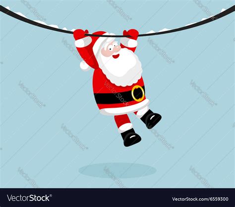 Santa claus hanging on the rope Royalty Free Vector Image