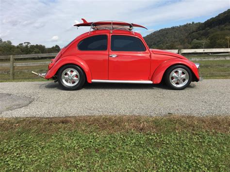 1966 Volkswagen Beetle - ROOF RACK WITH SURFBOARD- SEE VIDEO Stock ...