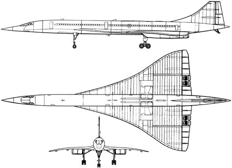 Concorde Blueprint - Download free blueprint for 3D modeling