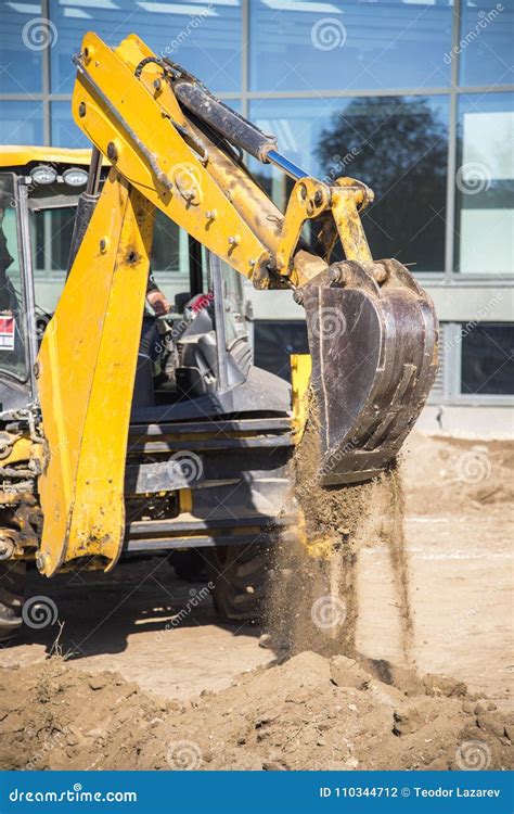 Construction Work with Digger Machines Stock Photo - Image of bucket ...