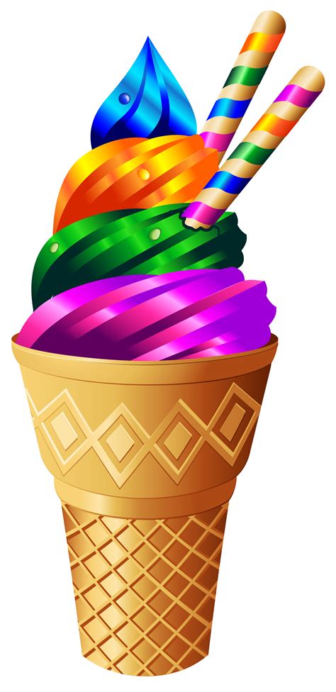 Transparent Rainbow Ice Cream PNG Image | Ice cream clipart, Rainbow ...