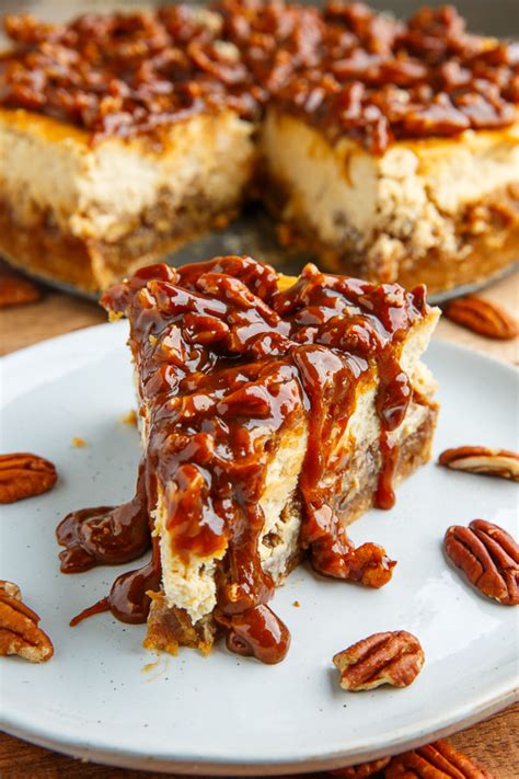 Pecan Pie Cheesecake with Pecan Caramel Sauce - Closet Cooking