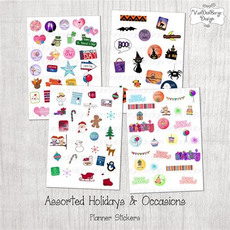 Planner Calendar Stickers Assorted Holiday & Occasions