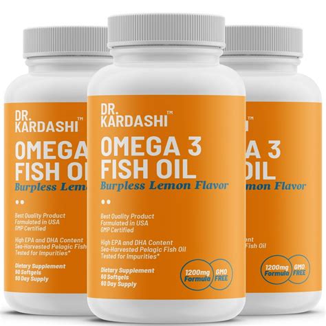 Dr. Kardashi Omega 3 Fish Oil 1200 Mg Burpless Essential Fatty Acids ...