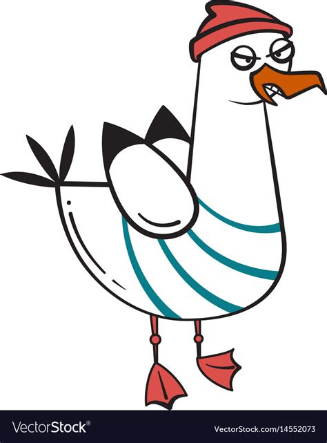 Funny cartoon seagull angry Royalty Free Vector Image