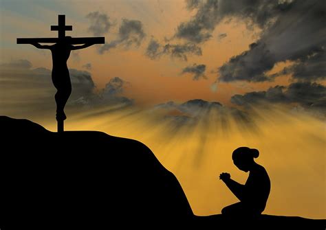 Praying, sunset, cross, silhouette, prayer, HD wallpaper | Peakpx