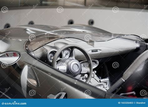 Side Close Up View of Modern Roofless Grey Sport Coupe Car Interior ...