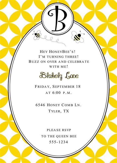 Dandi Designs — Bumble Bee Birthday Invitation