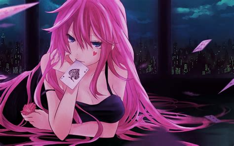 Vocaloid, anime, black dress, Megurine Luka, playing cards, anime girls ...