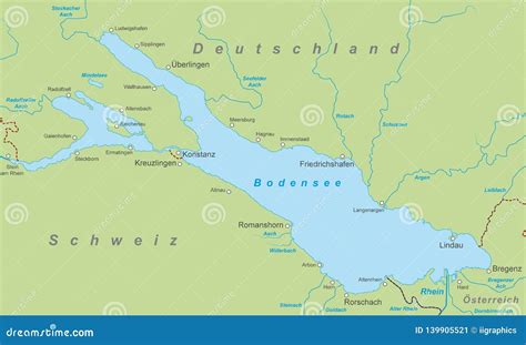 Lake Constance - Map of Lake Constance Stock Illustration ...