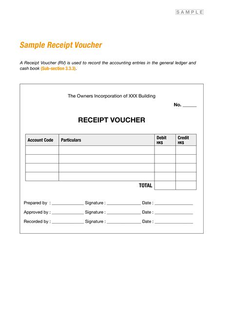 Receipt Voucher Sample