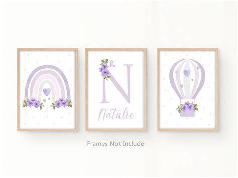 Personalised Nursery Print, Floral Print Design, Set of 3 Nursery ...