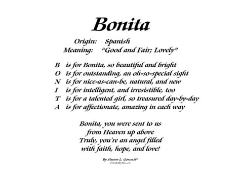 Meaning of Bonita - LindseyBoo