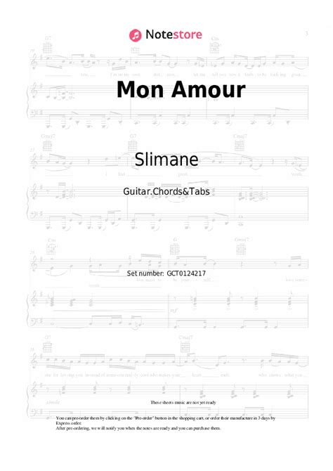 Slimane - Mon Amour guitar chords and tabs in Note-Store.com | Guitar ...