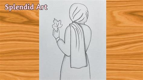 Backside face Muslim girl drawing | Hijab girl pencil drawing ...