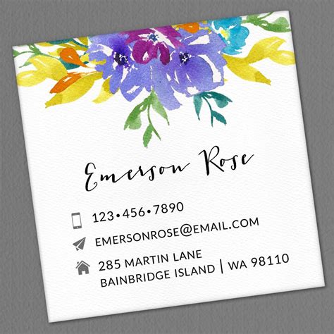 Personalized Business Card, Calling Card, Contact Card, Watercolor ...