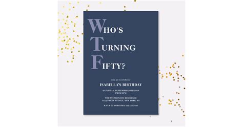 Funny 50th Birthday Humorous Modern Invitation | Zazzle