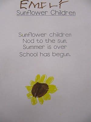 September 2011 | Sunflower poem, Kids poems, Kindergarten poems